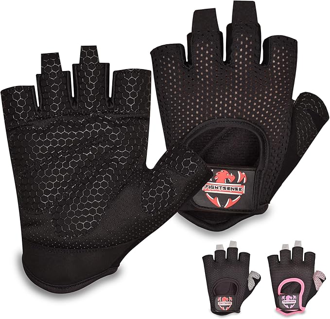 FIGHTSENSE Weight Lifting Gloves with Full Palm Protection, Workout Gloves for Men Women, Breathable Exercise Gym Gloves for Weightlifting, Fitness, Cycling, Pull ups, Deadlifting
