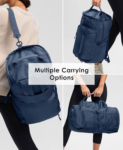 Gym Bag for Women with Shoe Compartment and Wet Pocket Convertible Gym Backpack workout Duffel Bag Multiple Pockets 30L