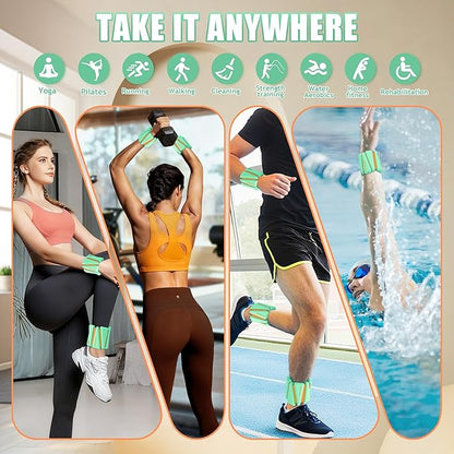 Ankle Weights for Women Wrist Weights Set of 2 (1 lb/2 lb Each) Adjustable Arm Leg Weight for Womens Men Suitable for Walking Swimming Running Pilates Yoga Gym