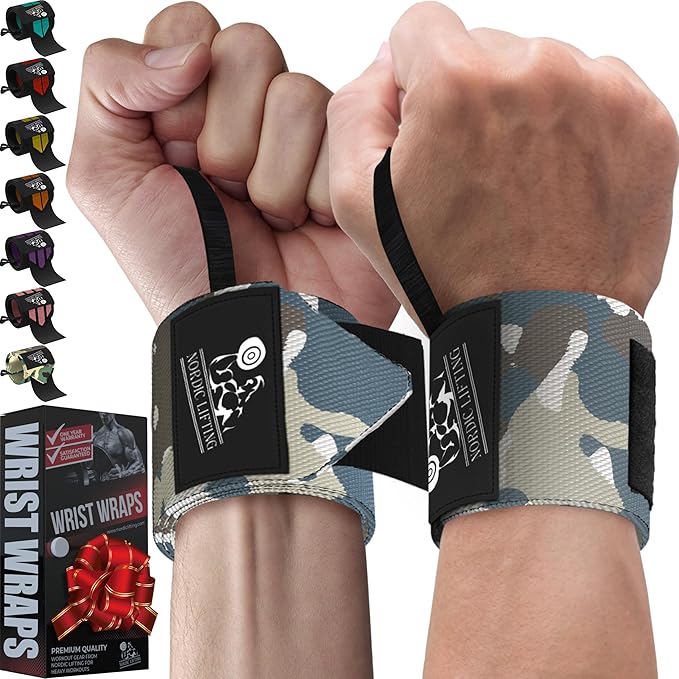 Nordic Lifting Wrist Wraps (1 Pair/2 Wraps) – Lifting Wrist Wraps with Thumb Loop for Weightlifting, Powerlifting & CrossFit – Durable Wrist Support Straps for Men & Women – Gym Essentials for Heavy Lifts