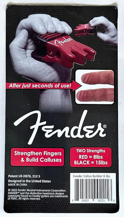 FENDER Patented Callus Builder & Finger Strengthener – Resistance Finger Exerciser for Guitar, Bass & Violin – Guitar Finger Trainer & Grip Strength Tool – Ideal Guitar & Bass Accessories (Tensions: RED=8-Lbs; BLACK=15-Lbs)