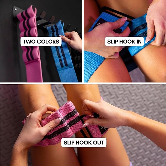 Adjustable Fabric Resistance Bands – Non-Slip Booty Bands for Squats, Glutes & Legs – 2 Pack Easy & Medium Resistance for Home Workouts