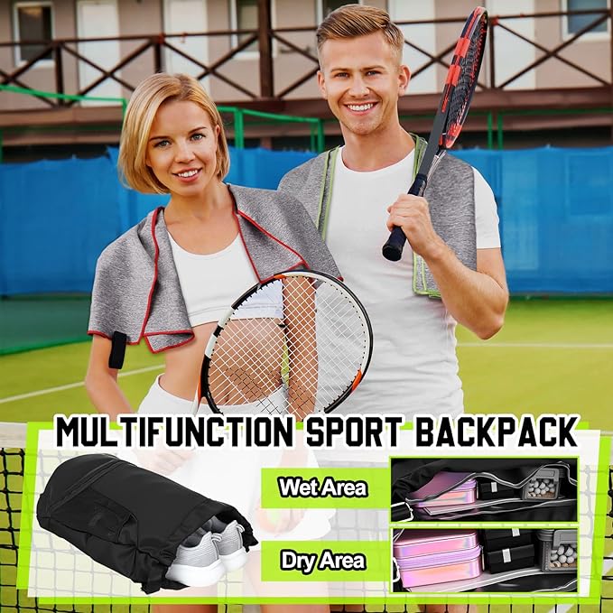 Peryiter 21Pcs Sports Drawstring Backpack and Gym Towels Microfiber Quick Dry Sweat Towel and String Swim Gym Bag Workout Accessories for Women Men Exercise Fitness Working Out Yoga Running
