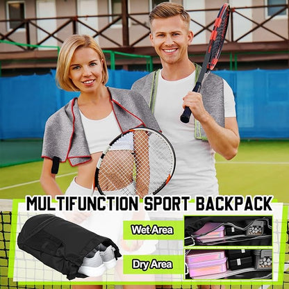 Peryiter 21Pcs Sports Drawstring Backpack and Gym Towels Microfiber Quick Dry Sweat Towel and String Swim Gym Bag Workout Accessories for Women Men Exercise Fitness Working Out Yoga Running
