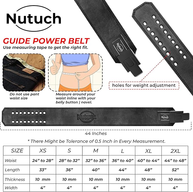Genuine Leather Lever Weight Lifting Belt |10mm | Gym Belts | Weight Lifting Belts for Men and Women | Grain Leather Weightlifting Belt | Workout Belt | Powerlifting Belt for Back Support | Squats
