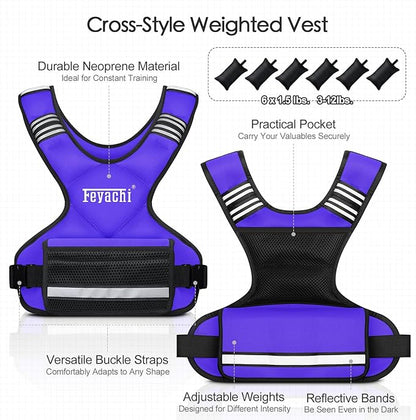 Feyachi Adjustable Weighted Vest - 3-12 lbs/12-20 lbs/20-32 lbs X Type Weight Vest with Reflective Stripe Ideal for Running Workout and Training