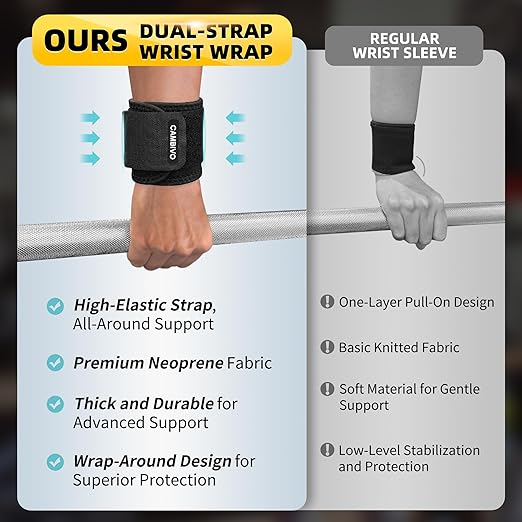 CAMBIVO Wrist Wraps for Men and Women 2 Pack, Adjustable Compression Wrist Brace for Carpal Tunnel, Wrist Support, Pain Relief, Lifting Straps Wrist Bands for Fitness, Weightlifting, Gym Workout
