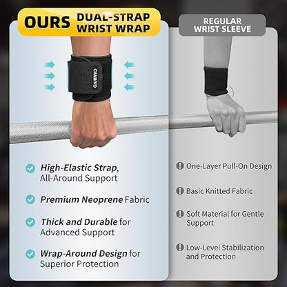CAMBIVO Wrist Wraps for Men and Women 2 Pack, Adjustable Compression Wrist Brace for Carpal Tunnel, Wrist Support, Pain Relief, Lifting Straps Wrist Bands for Fitness, Weightlifting, Gym Workout