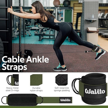 WALITO 8Pcs Barbell Pad Set for Hip Thrust - Squat Pad,Gym Accessories for Women with Bar Bad,Bench Press, with Gym Ankle Straps,Resistance Bands for Working Out,Lifting Strap,Carry Bag