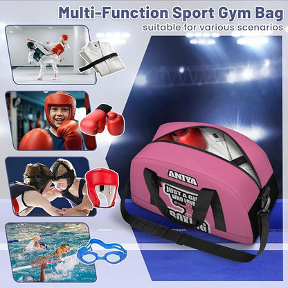 Custom Name Taekwondo Karate Duffle Bag for kids Girls - Personalized Martial Arts Gear Bag, Water-Resistant Sparring Equipment Bag, Boxing Pink