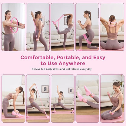 Home Pilates Kit Pilates Equipment Set, Better Yoga Pilates Essentials Kit for Women with 14.5" Pilates Ring, Ball, Resistance Bands, Ankle Weights, Dumbbells, Sliders, Stretch Band, Yoga Strap Socks