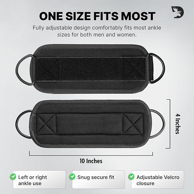 DMoose Fitness Ankle Strap for Cable Machine - One Size Fit with Premium Padding Cuffs, Ankle Bands for Working Out, Booty Workouts, Leg Extension, Hip Abductors, Kickbacks & Lower Body Exercises