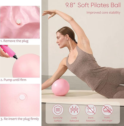Pilates Kit, Pilates Essentials Kit for Women Home Workouts, Pilates Equipment with 14.5" Pilates Ring and Ball,7 Resistance Bands,Ankle Weights,Sliders & Grip Socks for Beginners