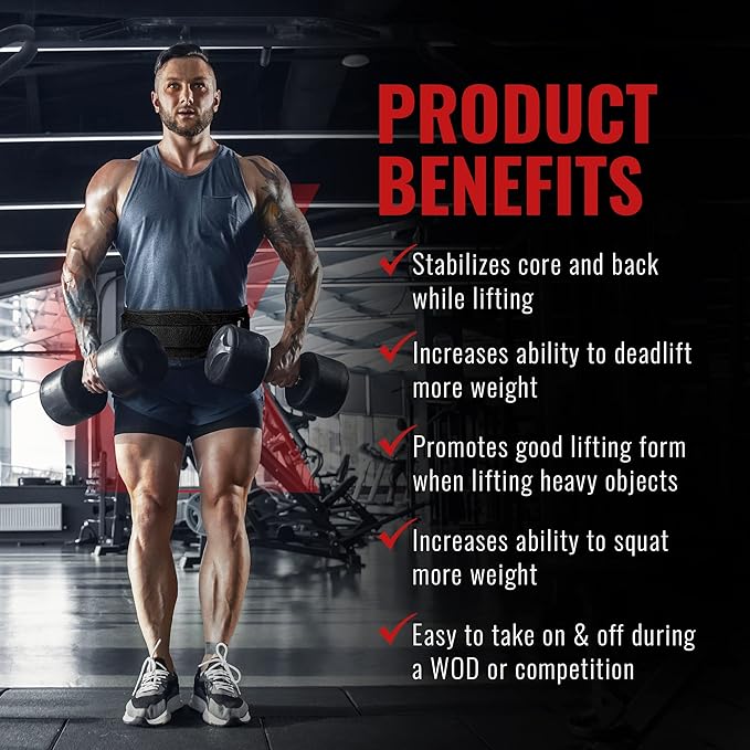 Weight Lifting Belt for Men and Women, 6 Inch, Bodybuilding & Fitness Back Support for Cross Training Workout, Squats, Lunges