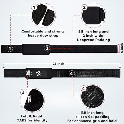 AQF Lifting Wrist Straps for Weightlifting, Powerlifting & Deadlifts – 23” Neoprene Padded Cotton Straps for Strength Training & Gym Workouts - Maximum Grip Support for Men & Women