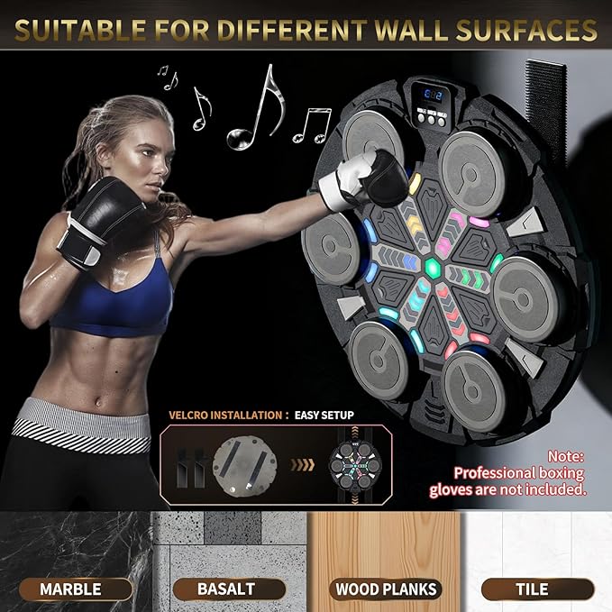 Music Boxing Machine for Kids/Adults - Bluetooth Boxing Training Equipment with 2 Gloves - Rechargeable Boxing Toy -No Mounted Wall Punching Pad -Workout Punch Machine for Agile Training/Stress Relief