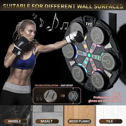 Music Boxing Machine for Kids/Adults - Bluetooth Boxing Training Equipment with 2 Gloves - Rechargeable Boxing Toy -No Mounted Wall Punching Pad -Workout Punch Machine for Agile Training/Stress Relief