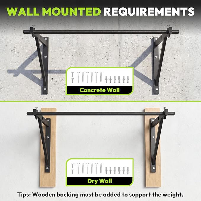 Pull Up Bar for Doorway and Wall Mount - Chin Up Bars for Home Gym, 36‘’/52‘’ in Upper Body Workout Equipment with 500 lbs Capacity, Portable Thickened Steel Construction, Joist Mounted