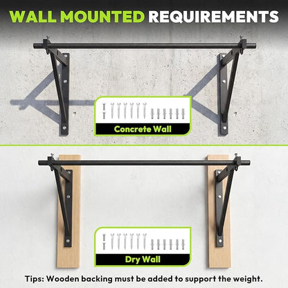 Pull Up Bar for Doorway and Wall Mount - Chin Up Bars for Home Gym, 36‘’/52‘’ in Upper Body Workout Equipment with 500 lbs Capacity, Portable Thickened Steel Construction, Joist Mounted