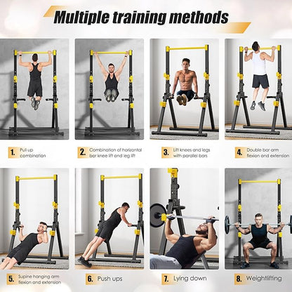 soges Foldable Power Tower, Pull Up Dip Station for Home Gym, 500 LBS Capacity Power Tower with Triangular Design, Adjustable Height Pull Up Bar for Full Body Workout