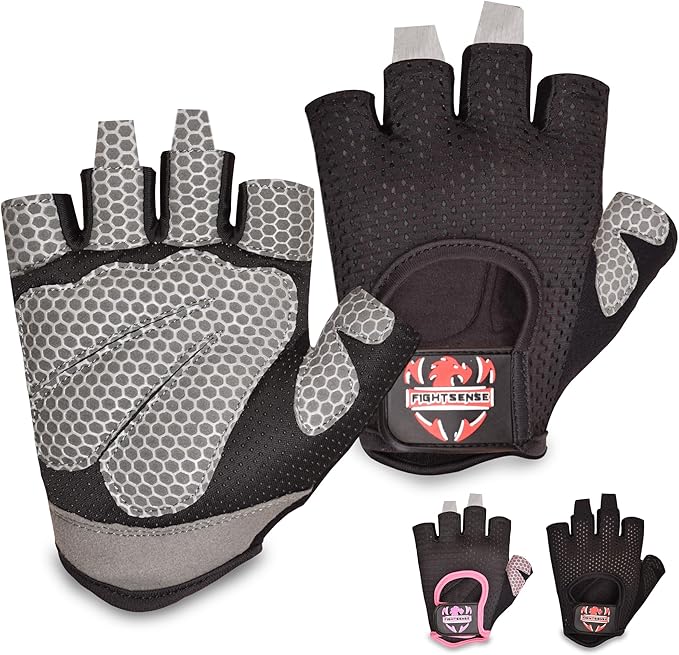 FIGHTSENSE Weight Lifting Gloves with Full Palm Protection, Workout Gloves for Men Women, Breathable Exercise Gym Gloves for Weightlifting, Fitness, Cycling, Pull ups, Deadlifting