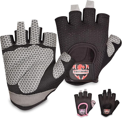 FIGHTSENSE Weight Lifting Gloves with Full Palm Protection, Workout Gloves for Men Women, Breathable Exercise Gym Gloves for Weightlifting, Fitness, Cycling, Pull ups, Deadlifting
