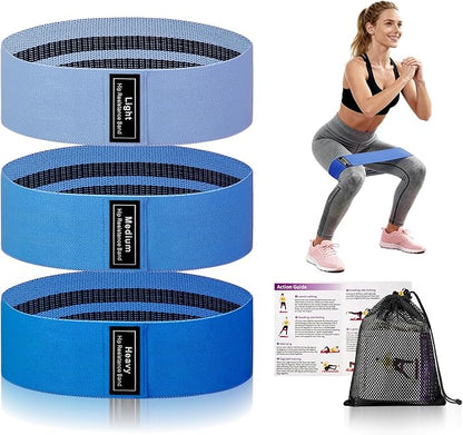 Muka 3 Pcs Resistance Bands Fabric Stretch Bands for Working Out, Yoga Elastic Band Loops for Booty Legs Thigh Glute Exercise