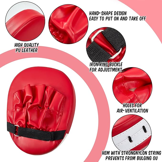 Poen 7 in 1 Taekwondo Kick Pad Boxing Training Equipment Punching Mitts Martial Arts Wrist Band Adjustable Soft Pads Set for Karate Muay Thai MMA Training