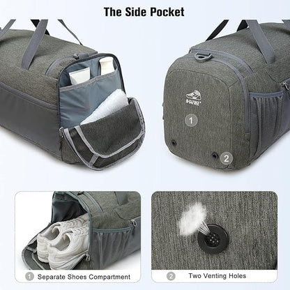 G4Free 45L/60L 3-Way Duffle Backpack Gym Bag with Wet Pocket & Shoes Compartment Sports Travel Weekender Overnight Duffel Bag