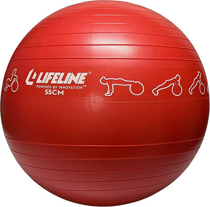 Lifeline Fitness Exercise Ball with Workout Guide – Burst-Resistant Stability Ball with Pump for Core, Balance, and Pregnancy Exercises