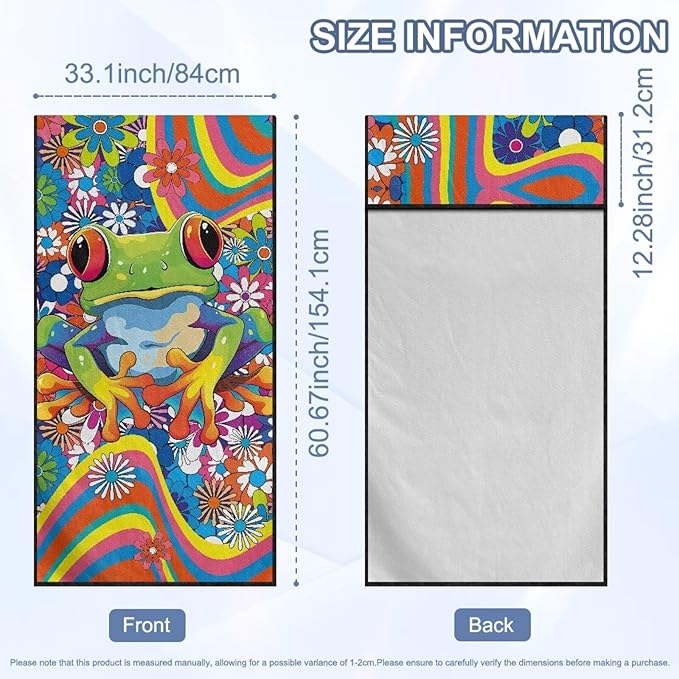 Bulopur Hippie Floral Frog Car Seat Towel Cover After Gym Workout Beach Swimming Boho Sweating Car Seat Cover Fits for Car SUV Sedan Truck Front Seats