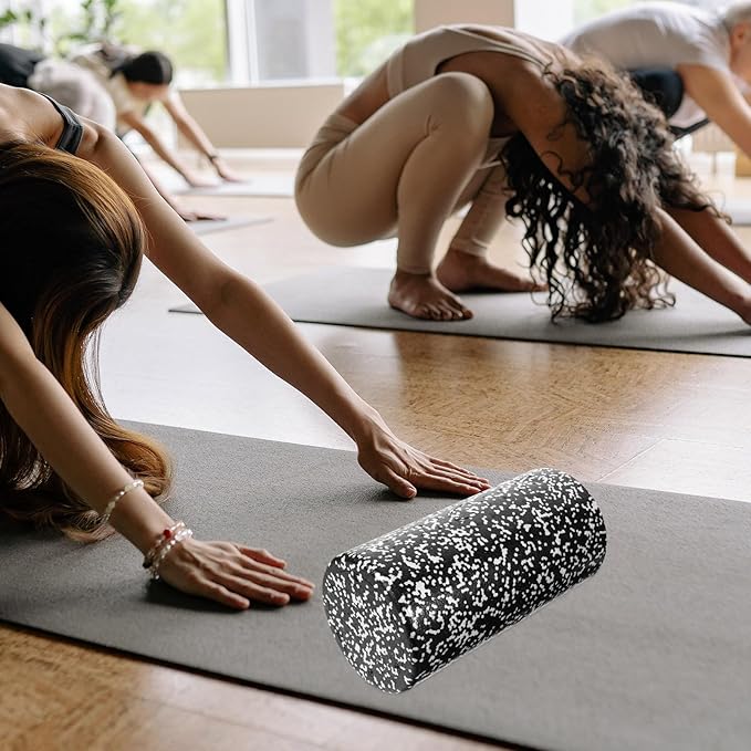 Foam Roller Massage Stick for Muscle Relaxation 30x15cm Epp Yoga Roller for Back Relief and Body Workout Black and White Fitness Exercise for Home Use