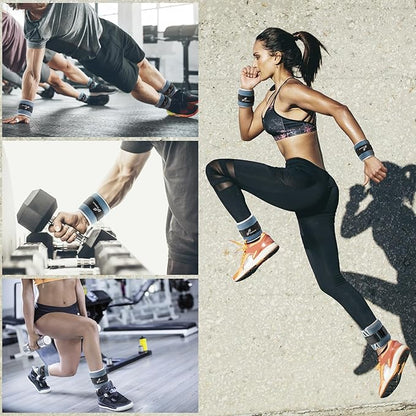 Sportneer Ankle Weights Wrist Weights Pair of 1/2/4/6/10 LBS for Men Women Kids Strength Training Wrist and Ankle Weights Set with Reflective Strips for Dancing Running Walking Fitness Workout Gym