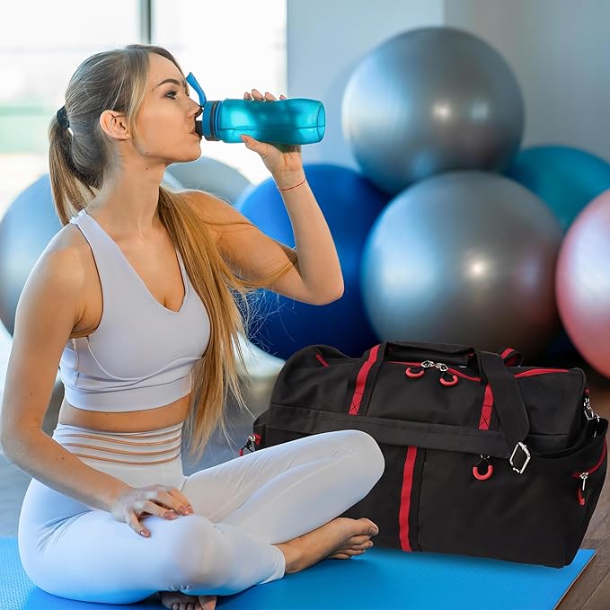 Gym Bag for Women and Men 35L Small Travel Bag for Sports, Gyms and Weekend Getaway with Wet Clothes Compartments Mini Heavy Duty Duffel Bag