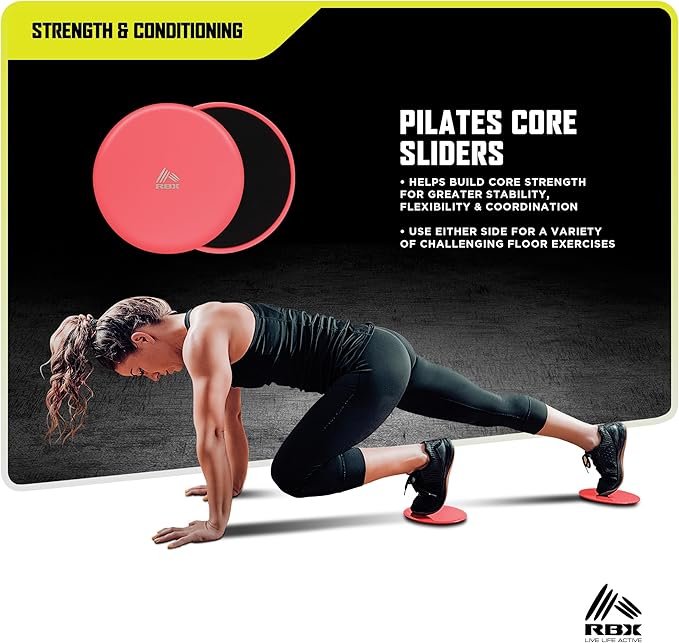 RBX 5 Piece Home Gym Workout Kit - Light, Medium, Heavy Resistance Bands, Figure 8 Resistance Tube, Pilates Core Sliders & Carry Bag