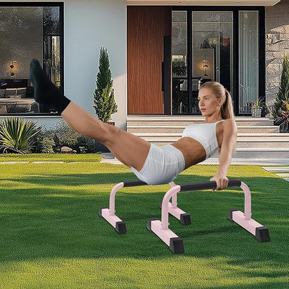Push Up Bars: Sweat-resistant Parallettes Bar for Handstands L-sit & Dip, No Wobbling Strength Training Pushup Stands for Women Men Workout Core Exercise at Home Floor Gym