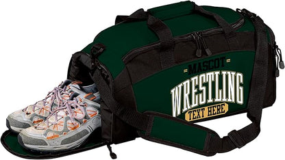 Personalized Wrestling Duffel Bag with Shoe Compartment – Custom Name Wrestling Gear Bag – Athlete Gym Bag for Boys & Girls – Team Travel Sports Duffel with Separate Shoe Pocket