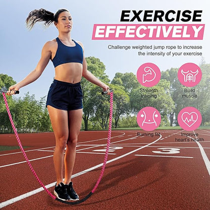 HPYGN Jump Rope, Weighted Jump Rope for Men women, 2.8lb 3.8lb 5lb Heavy Skipping Rope for Exercise, Adult Jumpropes for Home Workout, Improve Strength and Building Muscle,Total Body Workout Equipment