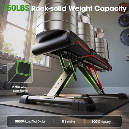 FLYBIRD Adjustable Weight Bench Fits up to 6'5'', 750LBS Capacity for Full Body Workout, 27LBS Sturdy Foldable Bench Press for Home Gym, 5X Stable Lifting Bench Incline Decline Flat Dumbbell Exercise