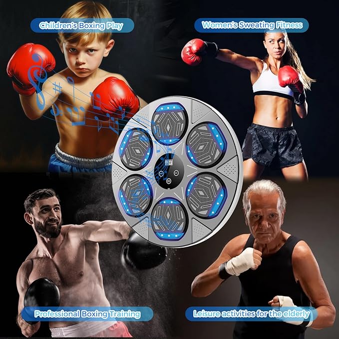 2026 Music Boxing Machine for Adults and Kids, Smart Bluetooth Boxing Training Equipment with Gloves Wall Mounted, Workout Punching Machine for Home,Office and Gym