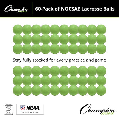 Champion Sports Lacrosse Balls – Official Size SEI Certified, Multi-Color Packs of 3, 6, or 12 for Practice & Games