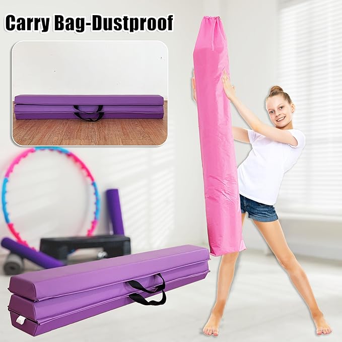 MARFULA 6 FT / 8 FT / 9 FT / 10 FT Folding Gymnastic Balance Beam for Kids with Carry Bag for Home and Club Use