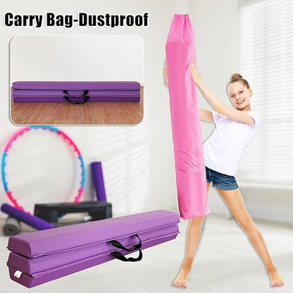 MARFULA 6 FT / 8 FT / 9 FT / 10 FT Folding Gymnastic Balance Beam for Kids with Carry Bag for Home and Club Use
