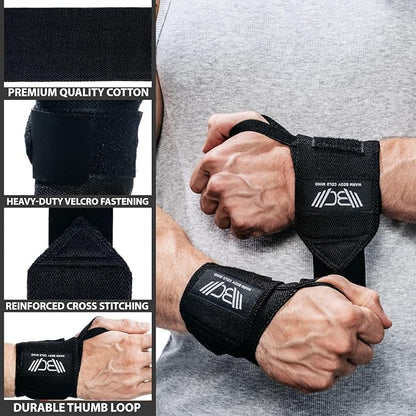 WARM BODY COLD MIND - Weightlifting Wrist Wraps for Cross Training, Powerlifting, Deadlift, Gym, Workout, Exercises & Fitness, Heavy-Duty Wrist Support, Thumb Loop