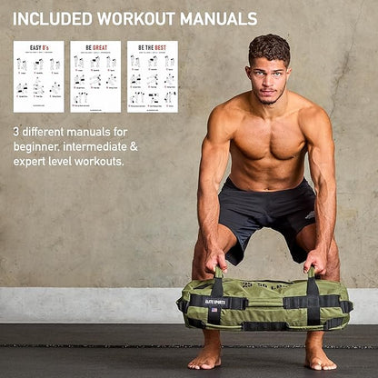 Elite Sports Workout Sandbag for Versatile, Intensive Core Muscles Fitness, Strength Training with Strategic Handle Placement (Unfilled)