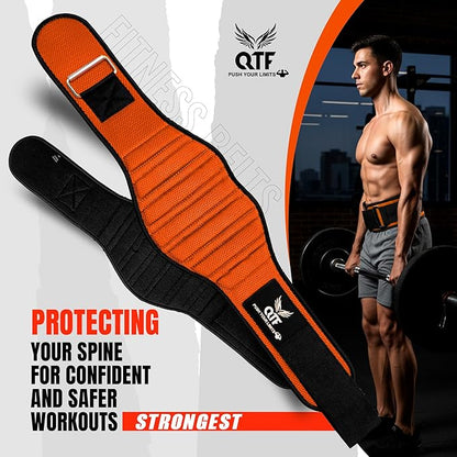 QTF Fitness Neoprene Weight Lifting Belt - Adjustable 6" Gym Support for Stability & Lumbar Support - Sweat Resistant Weightlifting Belt for Men & Women for Squats, Deadlifts & Bench Presses