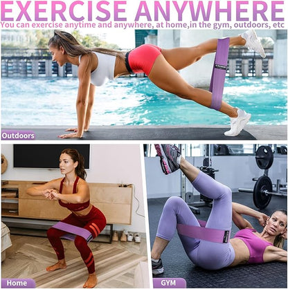 Resistance Bands Set, Exercise Bands with Non-Slip Design for Hips & Glutes, 3 Levels Workout Bands for Women and Men, Booty Bands for Home Fitness, Yoga, Pilates