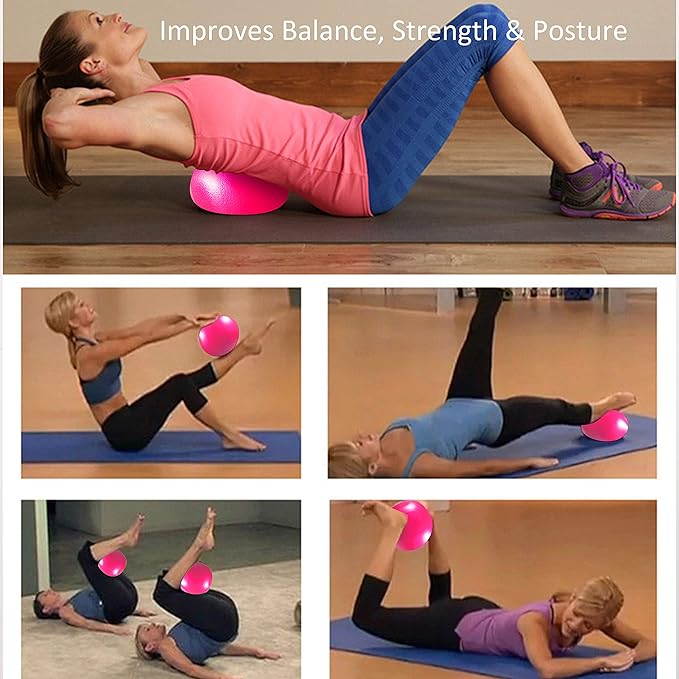 Mini Exercise Ball, 9 Inch Small Gym Ball with Inflatable Straw for Yoga, Pilates, Stability, Barre, Physical Therapy, Stretching and Core Training, Improves Balance, Strength