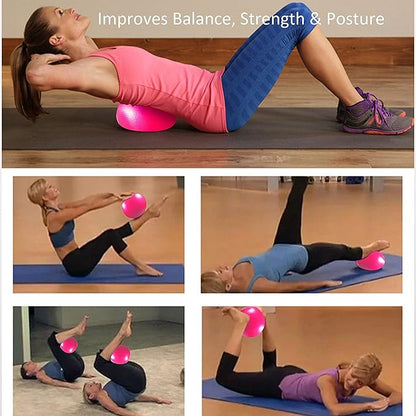 Mini Exercise Ball, 9 Inch Small Gym Ball with Inflatable Straw for Yoga, Pilates, Stability, Barre, Physical Therapy, Stretching and Core Training, Improves Balance, Strength