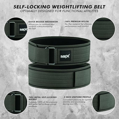 Self Locking Neoprene Gym Weight Lifting Belts for Men Women, Lumbar Support Stability, Adjustable Design, Fit Straps, Deadlifts, Training, Bodybuilding